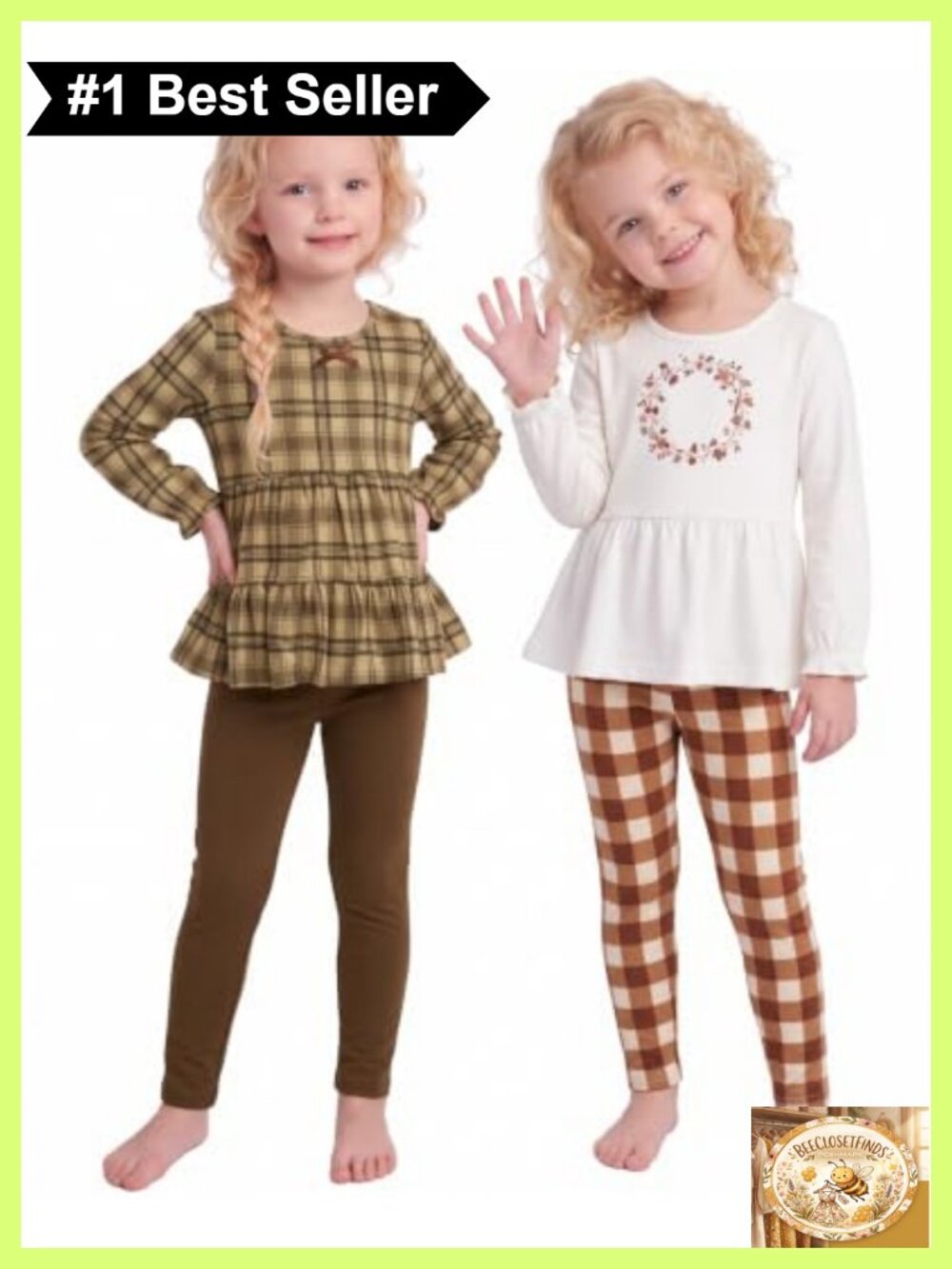 Toddler Girls 2 Piece Outfit Ruffle Flutter Sleeve Legging Set